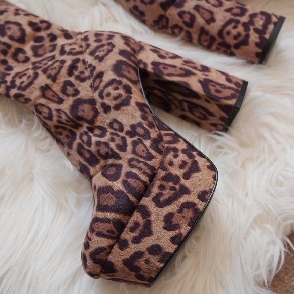 ASOS Leopard platform thigh high boots - Picture 6 of 13
